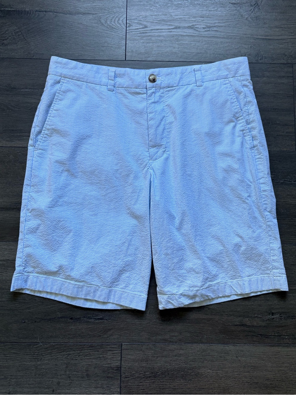 Vineyard Vines Mens Seersucker Breaker Shorts Blue & White Striped Size 32